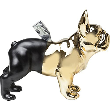 Kare Design Spardose Bulldog Gold/Schwarz, Hunde Sparbüchse, Sparschwein, Tierfigur Sparbox, Geldaufbewahrung, Deko Figur, Keramik, 28x34x15 cm (H/B/T) im Sale